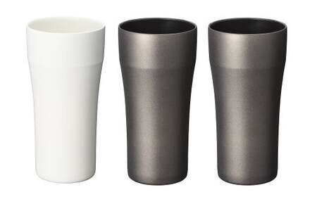 [京セラ]真空断熱タンブラー 420ml [ホワイト1個・ブラック2個] (計3個) CERAMUG タンブラー 真空容器 保冷 保温 真空断熱 セラミック トラベルカップ KYOCERA CSR-810-2