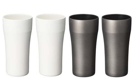 [京セラ]真空断熱タンブラー 420ml [ホワイト2個・ブラック2個] (計4個) CERAMUG タンブラー 真空容器 保冷 保温 真空断熱 セラミック トラベルカップ KYOCERA ESR-012