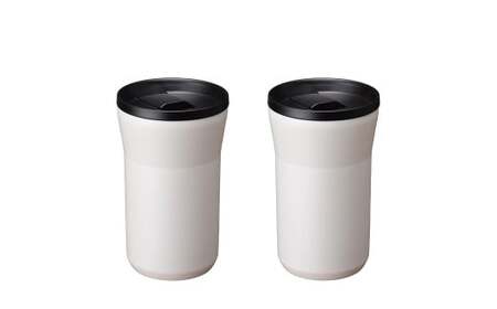 [京セラ]蓋付きタンブラー 350ml [クリームホワイト] ペアセット (2個) CERAMUG タンブラー 真空容器 保冷 保温 真空断熱 セラミック トラベルカップ KYOCERA BS-626-1