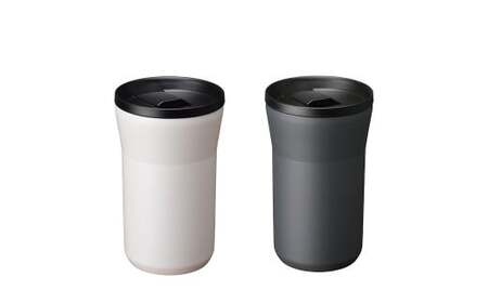 【京セラ】蓋付きタンブラー 350ml ＜クリームホワイト・ダークグレー＞ ペアセット （各1個） CERAMUG タンブラー 真空容器 保冷 保温 真空断熱 セラミック トラベルカップ KYOCERA BS-626-3