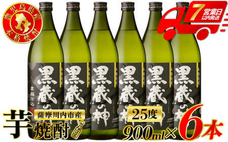 黒蔵の神 芋焼酎 25度 900ml ×6本 山元酒造 芋焼酎 芋 焼酎 おすすめ 人気 焼酎 ロック 水割り お湯割り 焼酎ハイボール お酒 BS-632