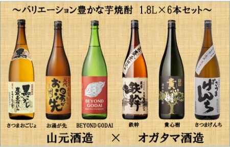 山元酒造×オガタマ酒造 バリエーション豊かな芋焼酎 6本セット 1.8L×6本 焼酎 本格焼酎 芋焼酎 鹿児島 薩摩川内市 ふるさと納税 ES-908