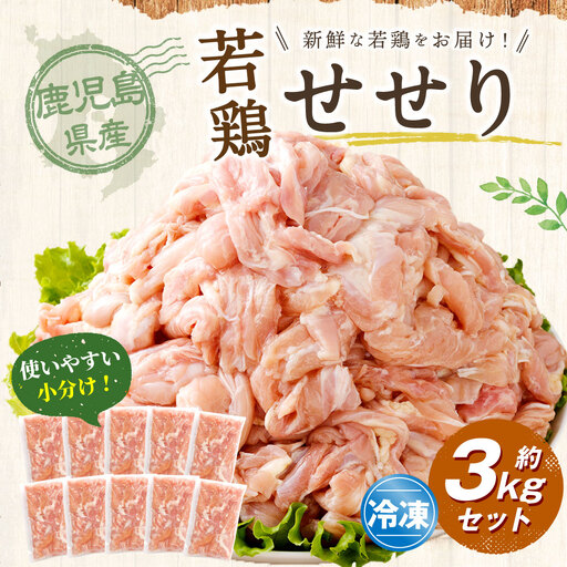 鹿児島県産 若鶏 小肉 (せせり)約3kg セット セセリ 鶏肉 冷凍 BS-399