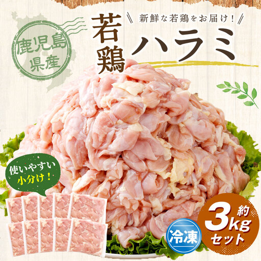 鹿児島県産 若鶏 ハラミ 約3kg セット 鶏ハラミ 鶏肉 鶏 冷凍 AS-895
