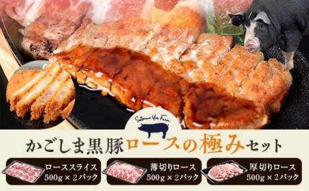 かごしま黒豚極上ロース3kgセット (しゃぶしゃぶ用・焼肉用・とんかつ用 各500g×2P) 薩摩八重ファーム みかく亭