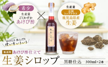 薩摩川内生姜シロップ(黒糖)稀少 あけび酢使用 2本セット