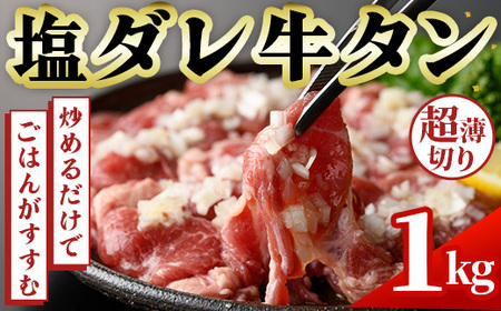 No.1248-B 牛タン(塩ダレ・500g×2袋) 牛肉 味付き牛タン 簡単調理 時短 炒めるだけ おつまみ 惣菜 訳あり[末永商店]