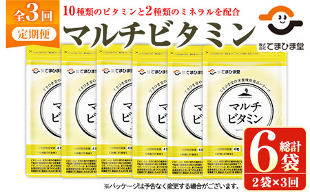 No.1279-A [定期便・全3回(隔月)]マルチビタミン(2袋×3回・計6袋) 鹿児島 日置市 健康食品 サプリ 栄養バランス 食生活 安心安全 野菜不足 好き嫌い 豊富な栄養素 マルチビタミン ミネラル 亜鉛 マグネシウム [てまひま堂]