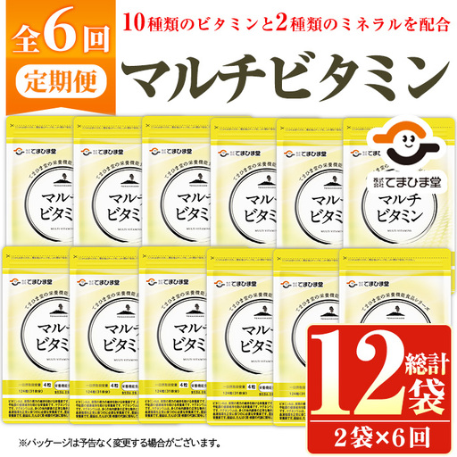 No.1279-B ＜定期便・全6回(隔月)＞マルチビタミン(2袋×6回・計12袋) 鹿児島 日置市 健康食品 サプリ 栄養バランス 食生活 安心安全 野菜不足 好き嫌い 豊富な栄養素 マルチビタミン ミネラル 亜鉛 マグネシウム 【てまひま堂】