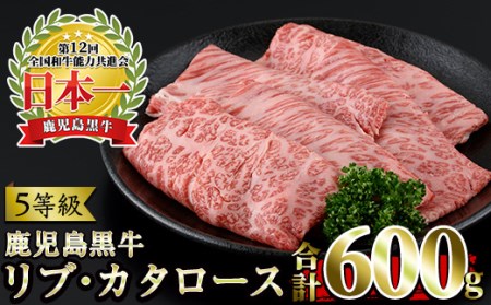 [肉質等級5等級](H-101)鹿児島黒牛すきやきセット(リブローススライス・カタローススライス:各300g・合計600g)国産 九州産 牛肉 黒牛 黒毛和牛 和牛 スライス サーロイン リブロース 肩ロース カタ すき焼き しゃぶしゃぶ 冷凍[さつま日置農協]