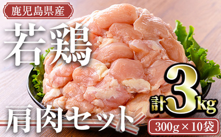 鹿児島県産若鶏 肩肉セット(計3kg) 小分け 冷凍 肩肉[TRINITY]A469-v02