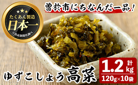 ゆずこしょう高菜(計1.2kg・120g×10袋) お漬物 高菜 常温[曽於市観光協会]