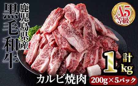 A5等級鹿児島県産黒毛和牛カルビ焼肉(計1kg・200g×5パック×1回) カルビ 焼肉 黒毛和牛[カミチク]