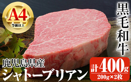 鹿児島県産A4等級以上黒毛和牛・シャトーブリアン 計400g(200g×2枚) 黒毛和牛 牛肉 ステーキ[ビーフ倉薗]D32