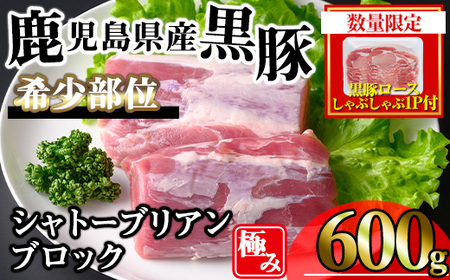 [数量限定]かごしま味わい黒豚希少部位 極みシャトーブリアン (600g+ロースしゃぶしゃぶ1P) 豚肉 冷凍 シャトーブリアン[KNOT] A620-v01