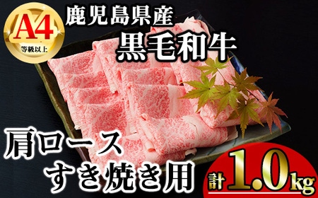 [数量限定]鹿児島県産黒毛和牛A4等級以上肩ロースすき焼き用 (計1.0kg+黒毛和牛こま切れ250g×2P) 鹿児島県産 牛肉 冷凍 [KNOT] B199-v01