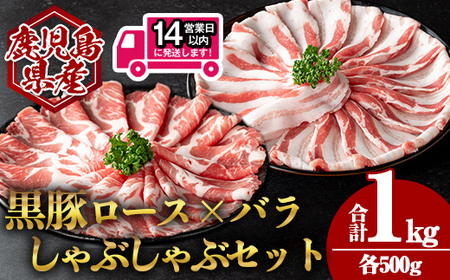 [14営業日 以内発送!]鹿児島県産 黒豚 肩ロース × バラ しゃぶしゃぶ セット (合計1kg・各500g) 国産 豚肉[肉のちょーさん]