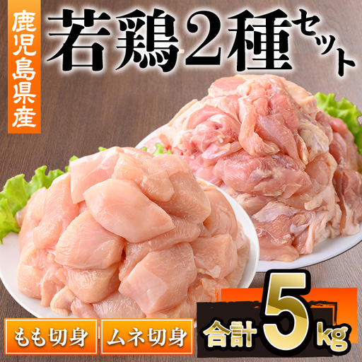 鹿児島県産若鶏もも・ムネセット(合計5kg・各250g×10P) 若鶏 切身 冷凍[株式会社羽根]