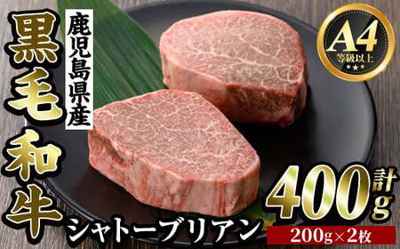 鹿児島県産黒毛和牛[A4等級以上]シャトーブリアン(計400g・200g×2枚)[ビーフ倉薗]霧島市 牛肉 ステーキ ステーキ肉 ヒレ フィレ 赤身 国産 鹿児島県産 黒毛和牛 肉 精肉 牛