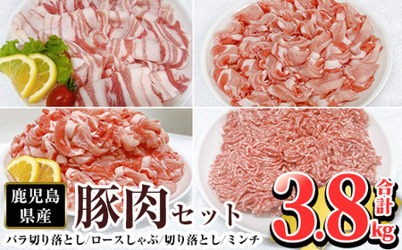 鹿児島県産豚肉バラエティーセット (計3.8kg) [TRINITY]霧島市 国産 冷凍 小分け 豚肉 ぶた ブタ 肉 バラ肉 バラ ロース 肩ロース 切り落し ミンチ セット