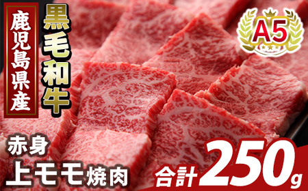 K-483-A 鹿児島県産A5等級黒毛和牛赤身上モモ焼肉(計250g)[ふるさと産直バザール]霧島市 牛肉 国産 鹿児島県産 モモ 焼肉 肉 精肉