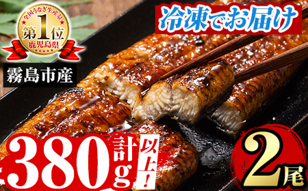 A5-034-RT ＜冷凍でお届け＞ 特別サイズ！霧島産うなぎ蒲焼き計380g以上(190g超×2尾)【田代水産】霧島市 国産 鹿児島県産 うなぎ 鰻 ウナギ 高級 蒲焼き 蒲焼 かばやき タレ