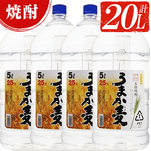 本格麦焼酎「うまか麦」飲みたごえセット 5L×4本 計20L 本格麦焼酎飲みごたえたっぷりセット 麦焼酎 焼酎[E-044H]