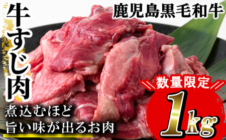 [期間限定]A4等級以上!鹿児島県産黒毛和牛牛すじ500g×2P(合計1kg)国産 牛すじ カレー 牛すじ 煮込み [A-1737H]