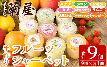 [数量・期間限定] 9種の 手作り フルーツ シャーベット 9個セット(フルーツシャーベット9種各1個)[A-1894H]
