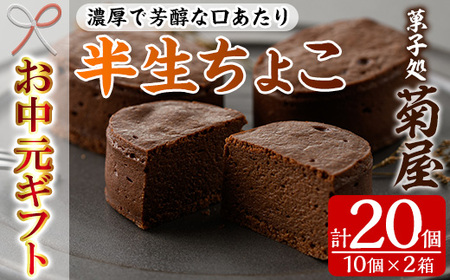 [令和7年お中元対応] 濃厚で芳醇!ふんわりかるーい♪チョコレートケーキ[半生ちょこ 20個(10個×2箱)]1口サイズ チョコレートケーキ 冷凍 個包装 チョコレートケーキ[TA-267H]