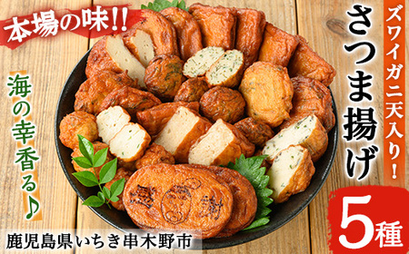 [数量限定]海の幸をギュッと!具材に!ズワイガニ天入り 5種の手作りさつま揚げ[ ズワイガニ のほぐし身と オマール 海老 えびみそ を混ぜた天入り]冷蔵 小分け 鹿児島 串木野 名物 さつま揚げ つけあげ かまぼこ 蒲鉾 練り物[A-1859H]