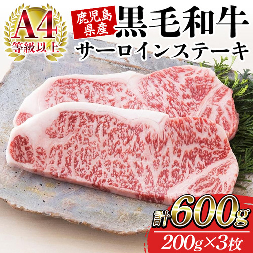 サーロイン ステーキ 200g×3枚 鹿児島県産 黒毛和牛 牛肉【00-030-34】