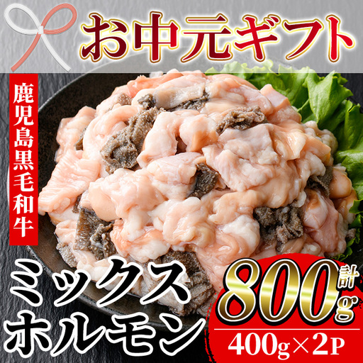 [お中元]鹿児島県産 黒毛和牛 ミックスホルモン 計800g(400g×2P)[00-030-04-R8OC]
