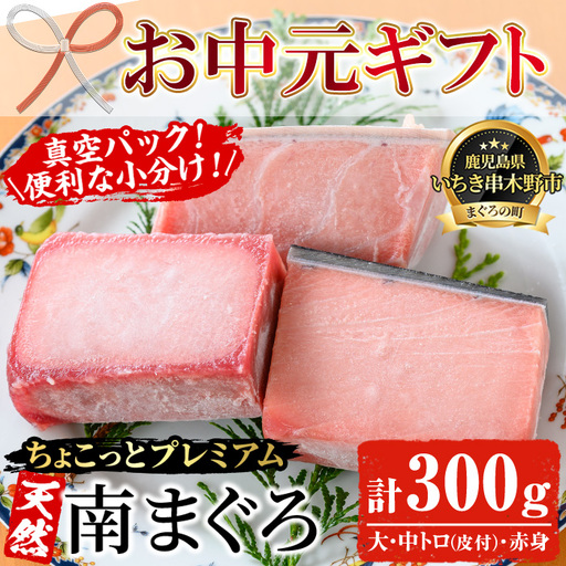 【お中元】天然! 南マグロ 真空 冷凍 大トロ 100g 中トロ 100g 赤身 100g 合計300g ☆ちょこっとプレミアム☆ 希少 な ミナミマグロ のフルセット 南まぐろ 刺身 小分け プチ贅沢 【00-041-09-R8OC】