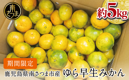 [鹿児島県産]期間限定! ゆら早生みかん 約5kg 柑橘 くだもの フルーツ 果実 ミカン 蜜柑 温州みかん 極早生 わせみかん 鹿児島県南さつま市産 JA南さつま