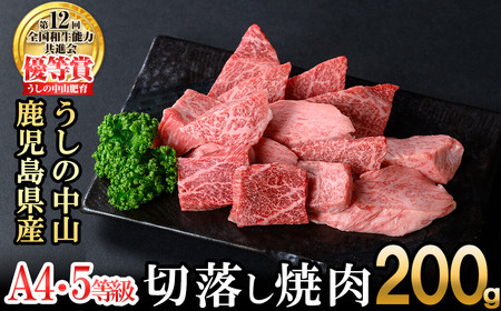 [A4・A5等級]鹿児島県産黒毛和牛 うしの中山 切り落とし焼肉用 200g 黒毛和牛 和牛 肉 牛肉 国産 九州産 鹿児島県産 焼肉 日本一