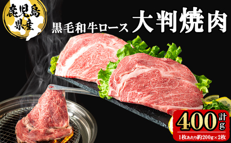 鹿児島県産 黒毛和牛大判ロース(1枚あたり約200g×2枚 計400g) 牛肉 牛 国産 肉 黒毛和牛 ロース 焼肉 BBQ 鉄板 鉄板焼き 焼肉丼 大判 冷凍