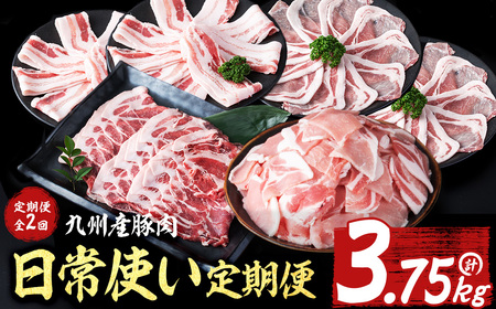 [ふるなび限定][定期便全2回]九州産豚肉の日常使い定期便(2ヵ月連続・計3.75kg) 九州産 豚 豚肉 肉 国産 小分け 真空包装 冷凍 FN-Limited-SP t