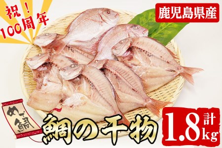 数量限定[祝!創業100周年]志布志湾天然桜鯛の干物 計1.8kg
