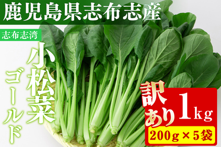 [期間限定・訳あり]志布志湾小松菜ゴールド(計1kg・200g×5袋) 小松菜 こまつな こまつ菜 野菜 やさい 小分け パスタ ナムル スムージー ラーメン 炊き込みご飯 期間限定 訳あり 訳アリ 鹿児島県産 志布志 1kg