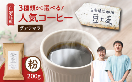 [自家焙煎]豆と麦 グアテマラ(粉) 200g×1袋 A017-017-02 コーヒー 珈琲 グアテマラ 粉 中深煎り 飲料 自家栽培珈琲 自家栽培 コク 甘味 豆と麦 自家焙煎珈琲豆 ふるさと納税 鹿児島 奄美市 おすすめ ランキング プレゼント ギフト