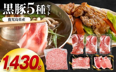 鹿児島県産黒豚5種 合計1,430g詰め合わせセット