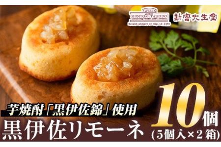 isa185 [毎月数量限定]黒伊佐リモーネ(計10個・5個入×2箱)地元芋焼酎黒伊佐錦とレモンピール香るお菓子!贈り物・ご進物にも[新富大生堂]
