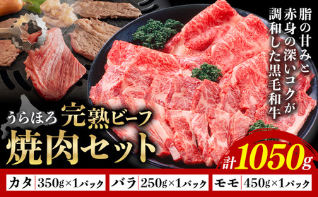 黒毛和牛 うらほろ完熟ビーフ 焼肉セット カタ 350g バラ 250g モモ 450g 計1050g 一般社団法人十勝うらほろ樂舎 [2026年2月出荷開始 30日以内に出荷予定(土日祝除く] 北海道 浦幌町 黒毛和牛 国産牛 完熟ビーフ 焼肉セット 十勝 浦幌和牛 熟成 カタ バラ カルビ モモ