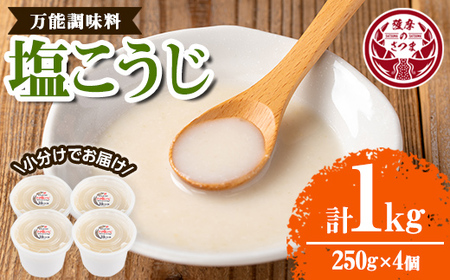 s549 塩こうじ(計1kg・250g×4個) 塩麹 塩糀 しおこうじ 万能調味料 料理 下味 和食 発酵食品 小分け[さつま糀商店]