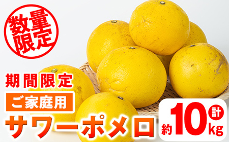 s570 [期間・数量限定]ご家庭用サワーポメロ(約10kg) 鹿児島 国産 九州産 果物 柑橘 フルーツ みかん 文旦 ボンタン ご家庭用 訳あり [よしたか農園]