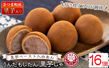 s060 うんだもしたん里芋じゃ(16個)鹿児島県さつま町産の里芋を使用した焼き菓子!里芋ペーストと白あんを練り込んだ餡子の入ったお饅頭♪ さつま町 特産品 鹿児島県 まんじゅう 饅頭 里芋 シナモン 白あん 餡 ギフト[お菓子のかたおか]