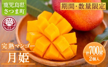 s225 ≪期間・数量限定≫完熟マンゴー月姫(計700g以上・2個入)鹿児島県さつま町で大切に育てたマンゴーを丁寧に梱包してお届け!化粧箱入りなのでご贈答にも![ジャパン・アグリ・ビジネス]