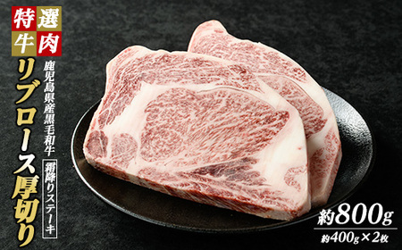 鹿児島県産 黒毛和牛 リブロース ステーキ 厚切り (計800g・400g×2枚) [ナンチク]nanchiku-1308