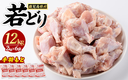 若どり手羽元(計12kg・2kg×6袋) 鶏肉 小分け 冷凍 手羽元 【まつぼっくり】matu-6097